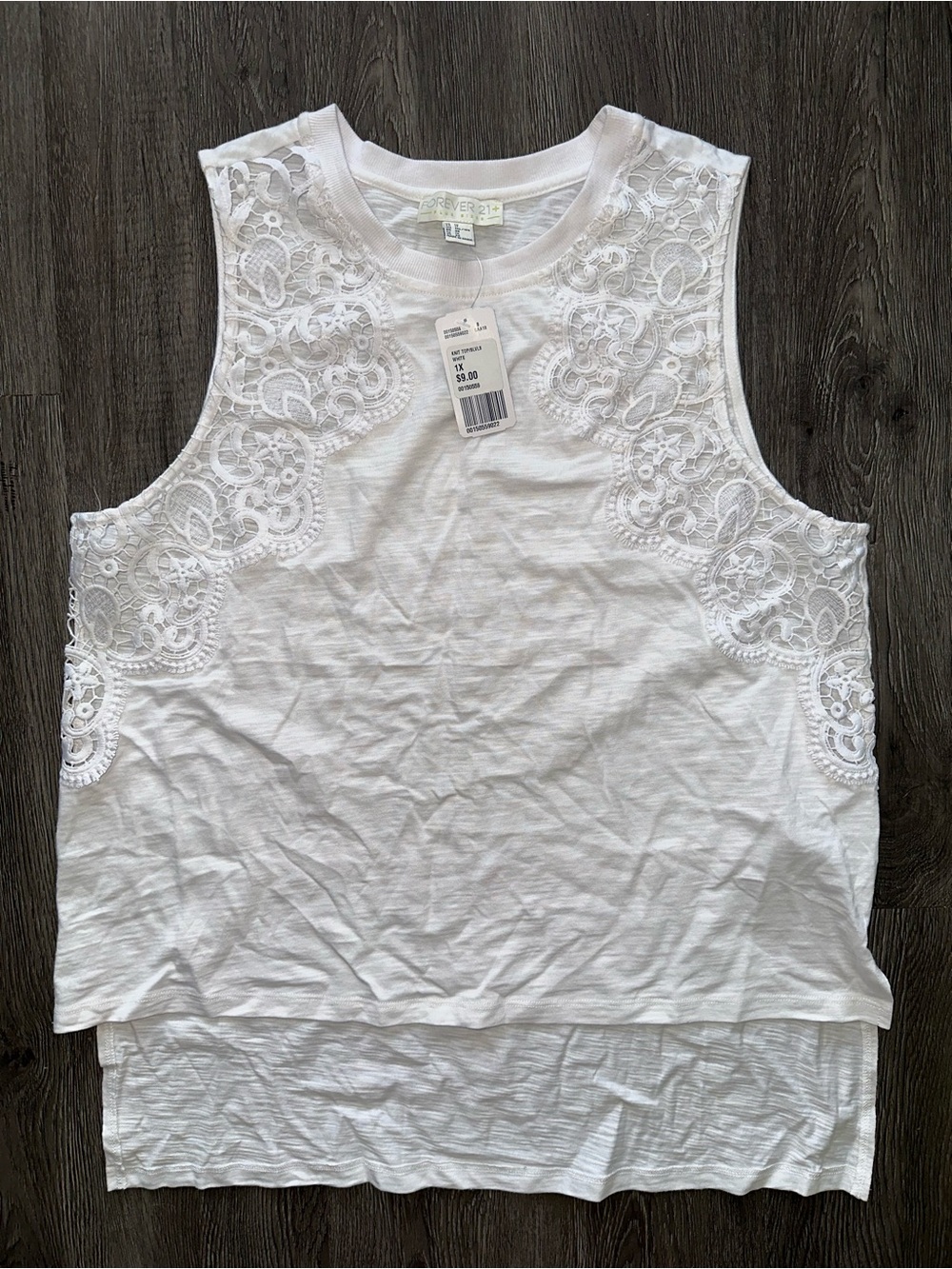 White Lace-Trim Sleeveless Top